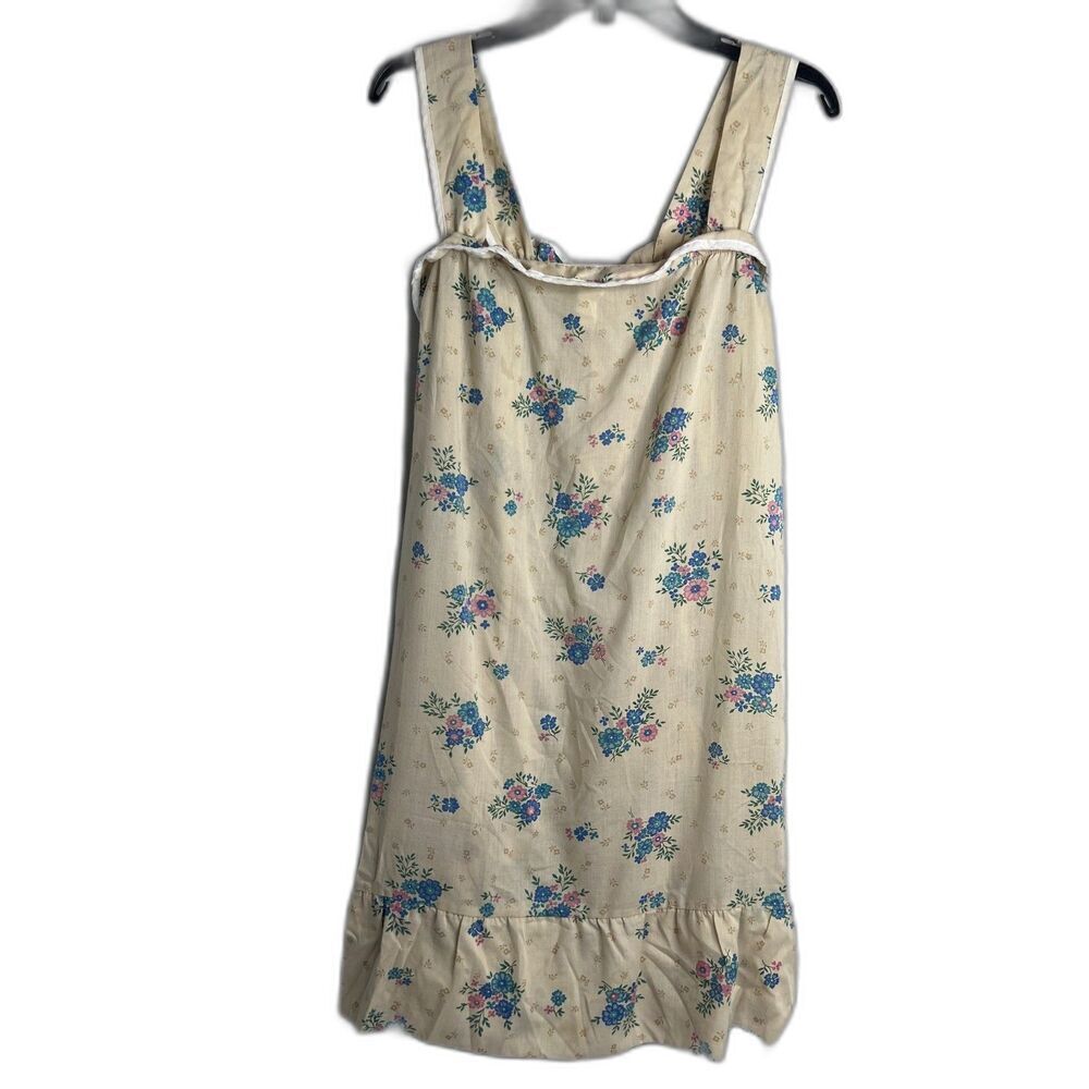 Cottage Core VTG Sleeveless Cotton Blend Floral Nightgown‎ Night Dress Sz LG